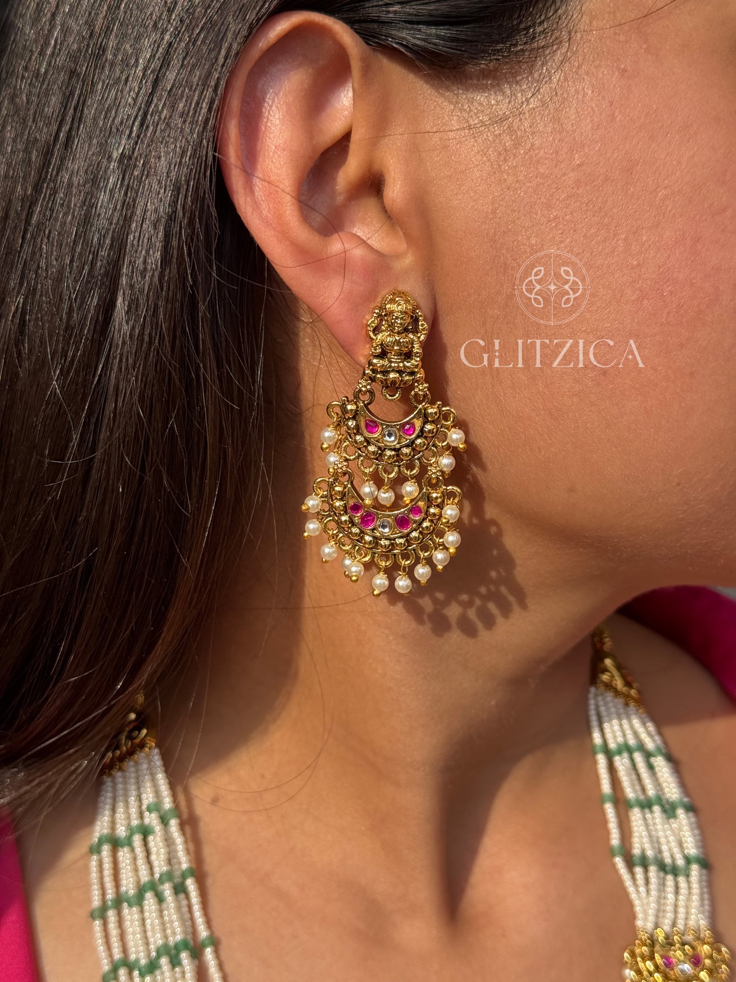 Shiromani Long Jadau Antique Necklace Set