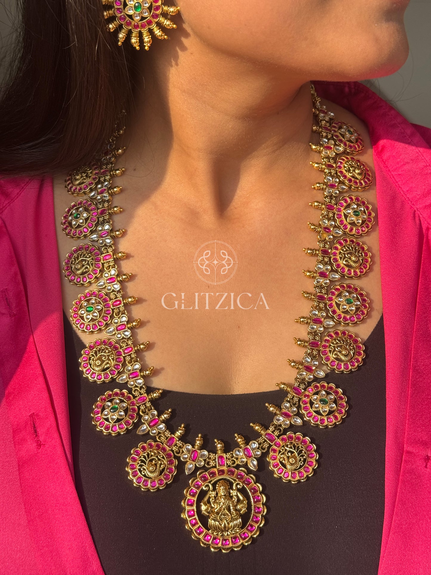 Long Kalyani Jadau Antique Necklace Set