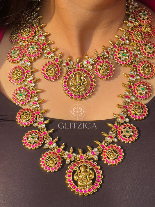 Double Layer Kalyani Jadau Antique Necklace Set