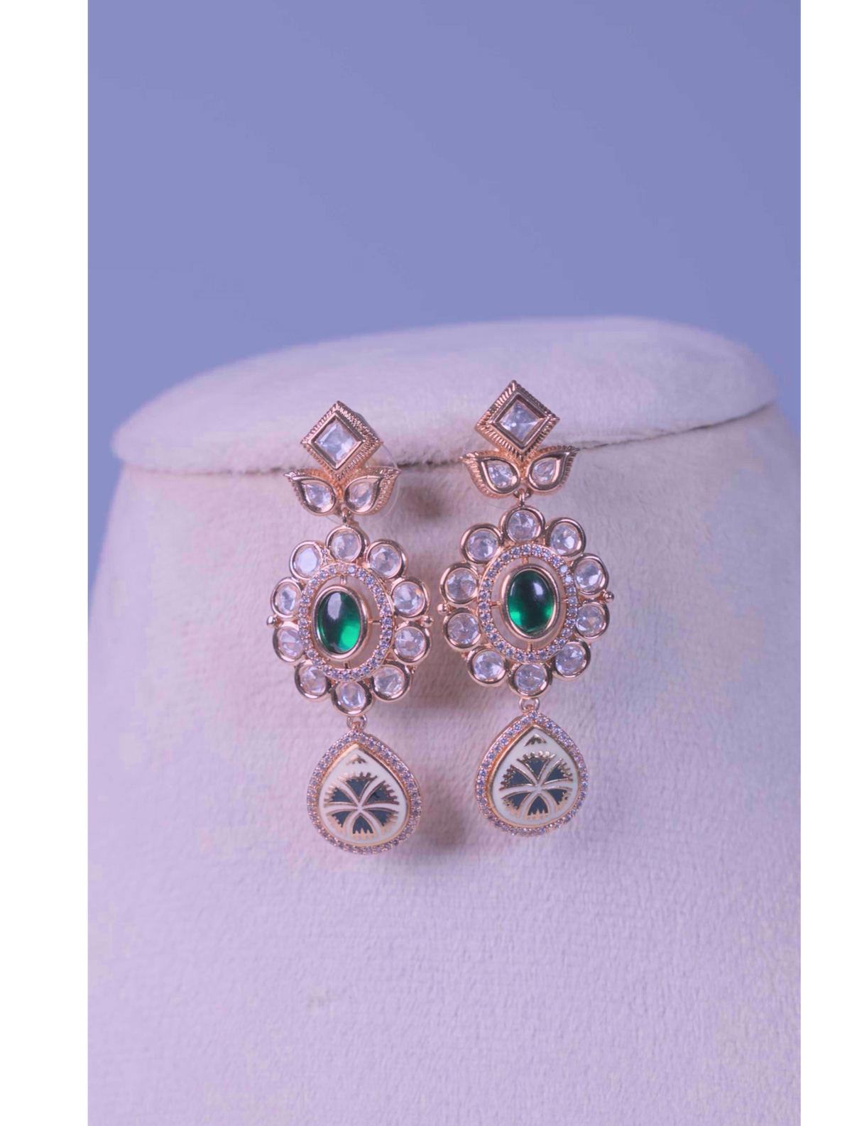 Emerald Green Floral Drop Earrings