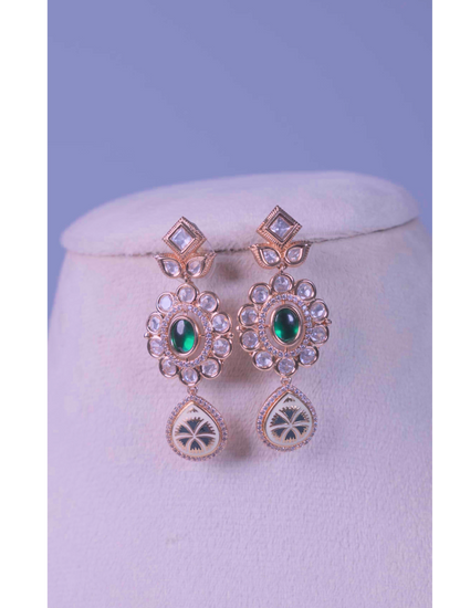 Emerald Green Floral Drop Earrings