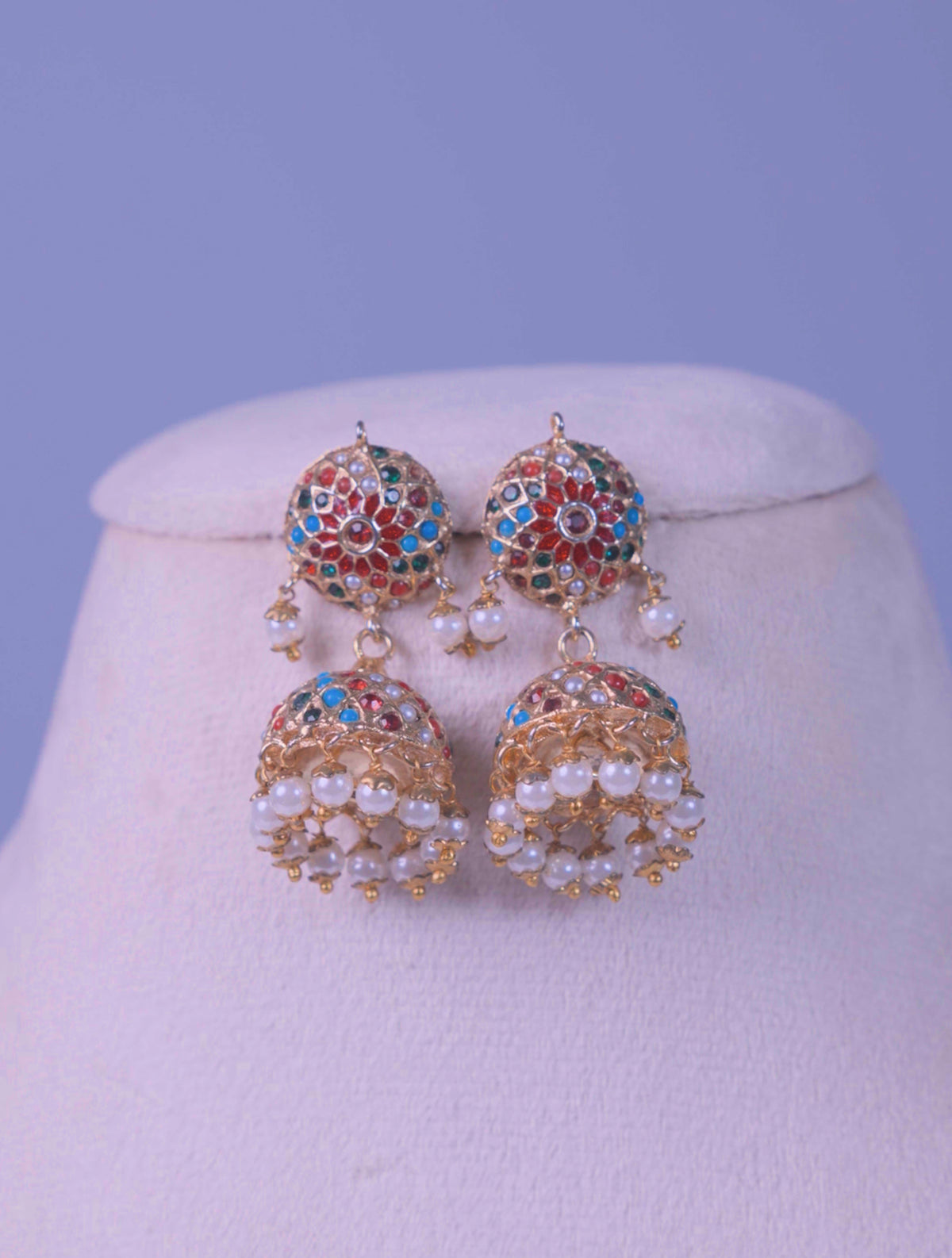 Ruby Meenakari Jhumka Earrings