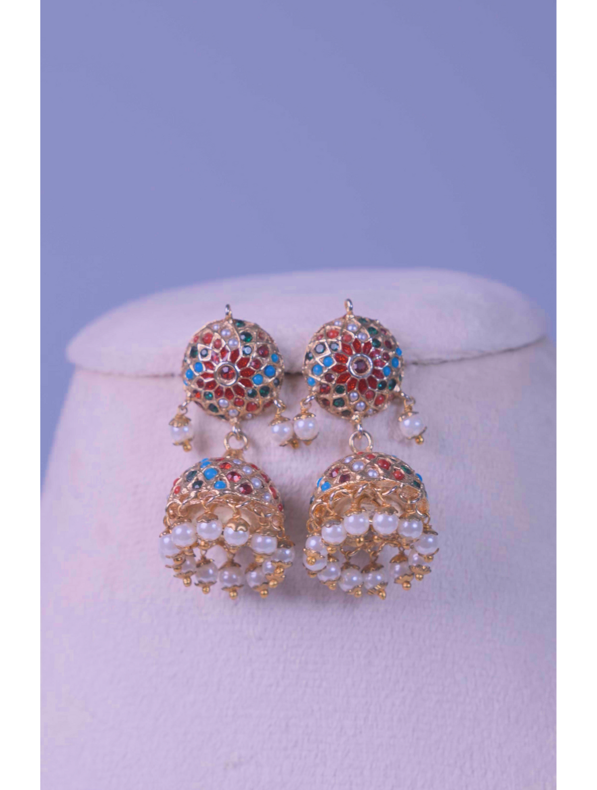 Ruby Meenakari Jhumka Earrings
