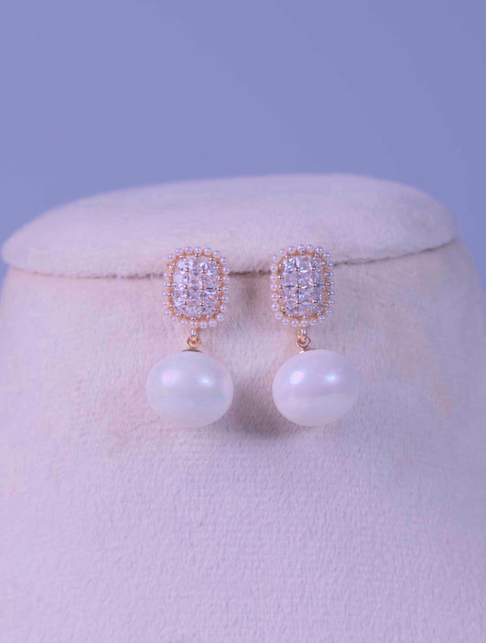 Pearl Drop Stud Earrings