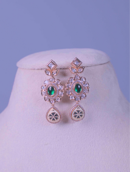 Emerald Green Floral Drop Earrings