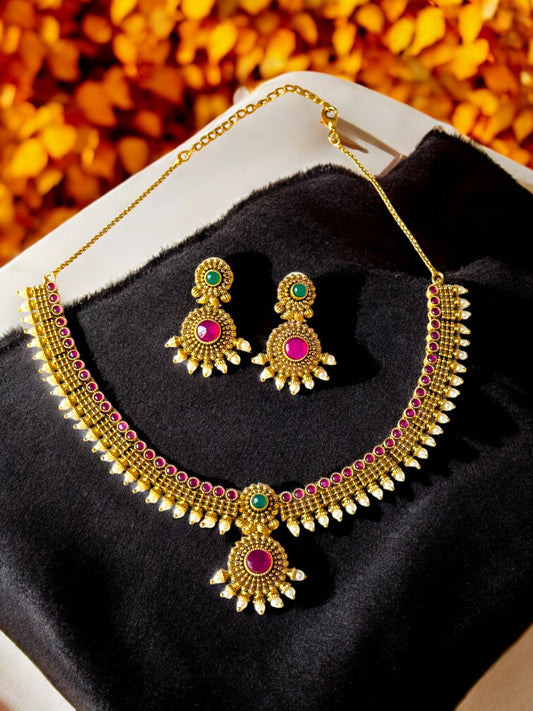 Swarna Antique Temple Necklace Set