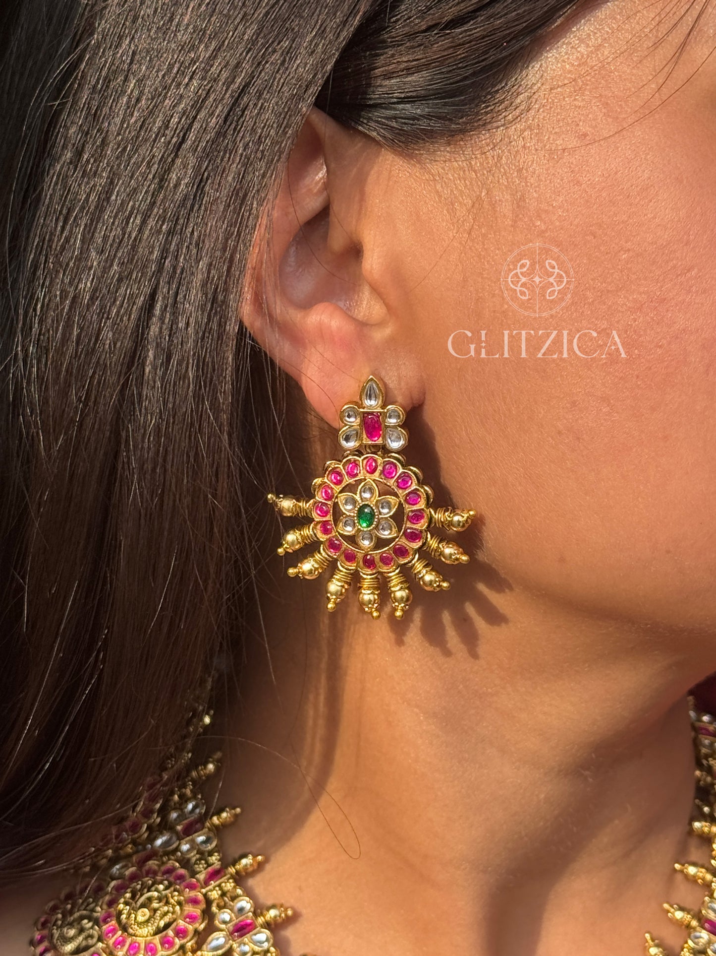 Long Kalyani Jadau Antique Necklace Set