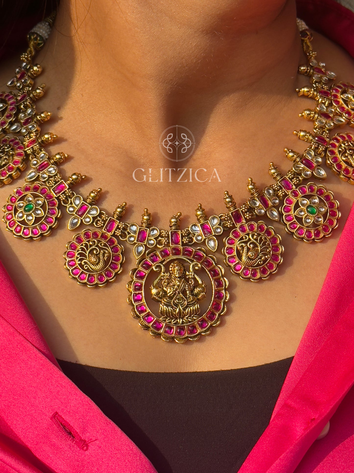 Double Layer Kalyani Jadau Antique Necklace Set