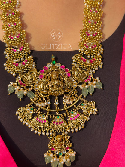 Shiromani Long Jadau Antique Necklace Set