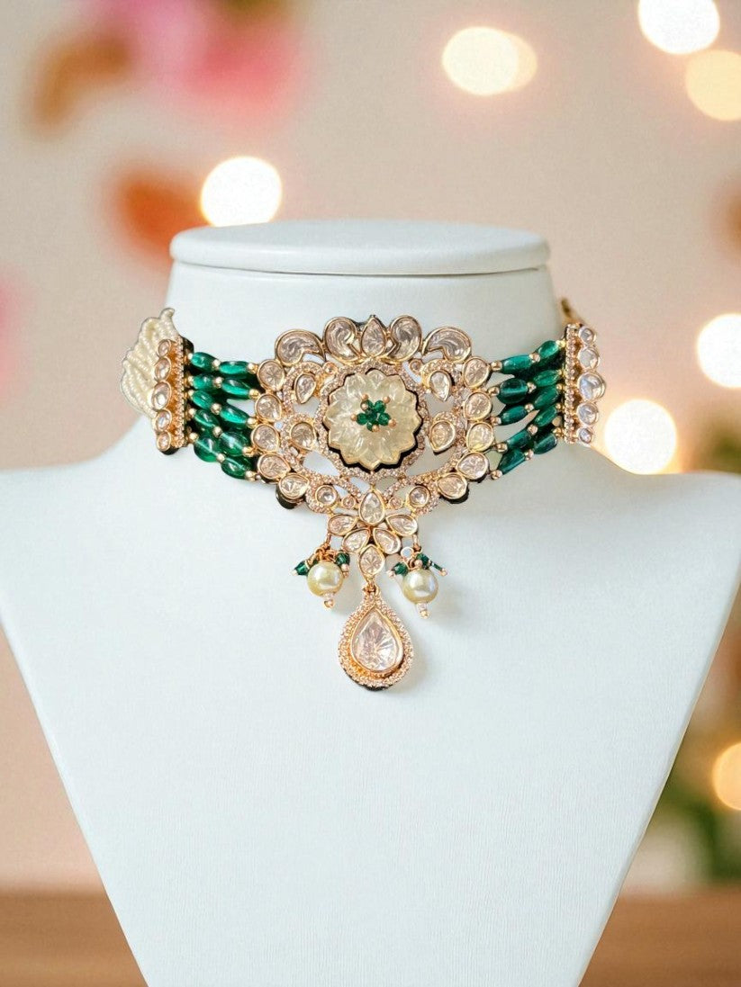 Archie Moissanite Green Choker Set