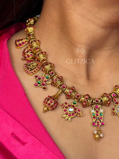 Double Layer Devasree Jadau Antique Necklace Set
