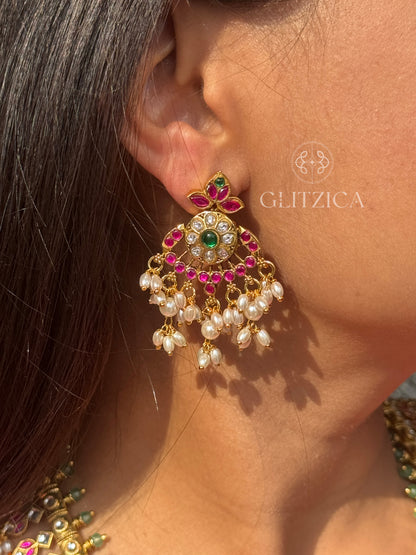 Long Athira Jadau Antique Necklace Set