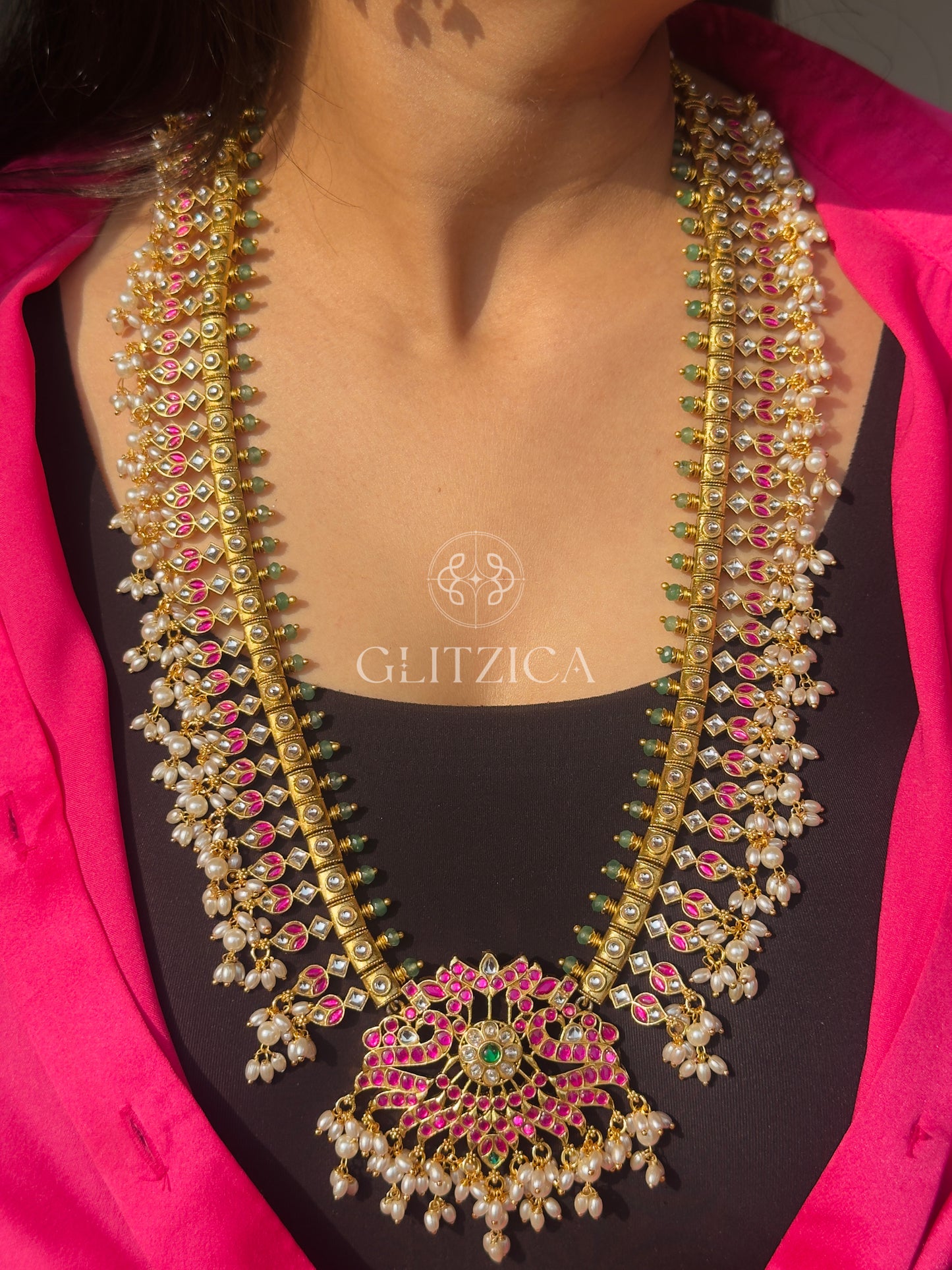 Long Athira Jadau Antique Necklace Set