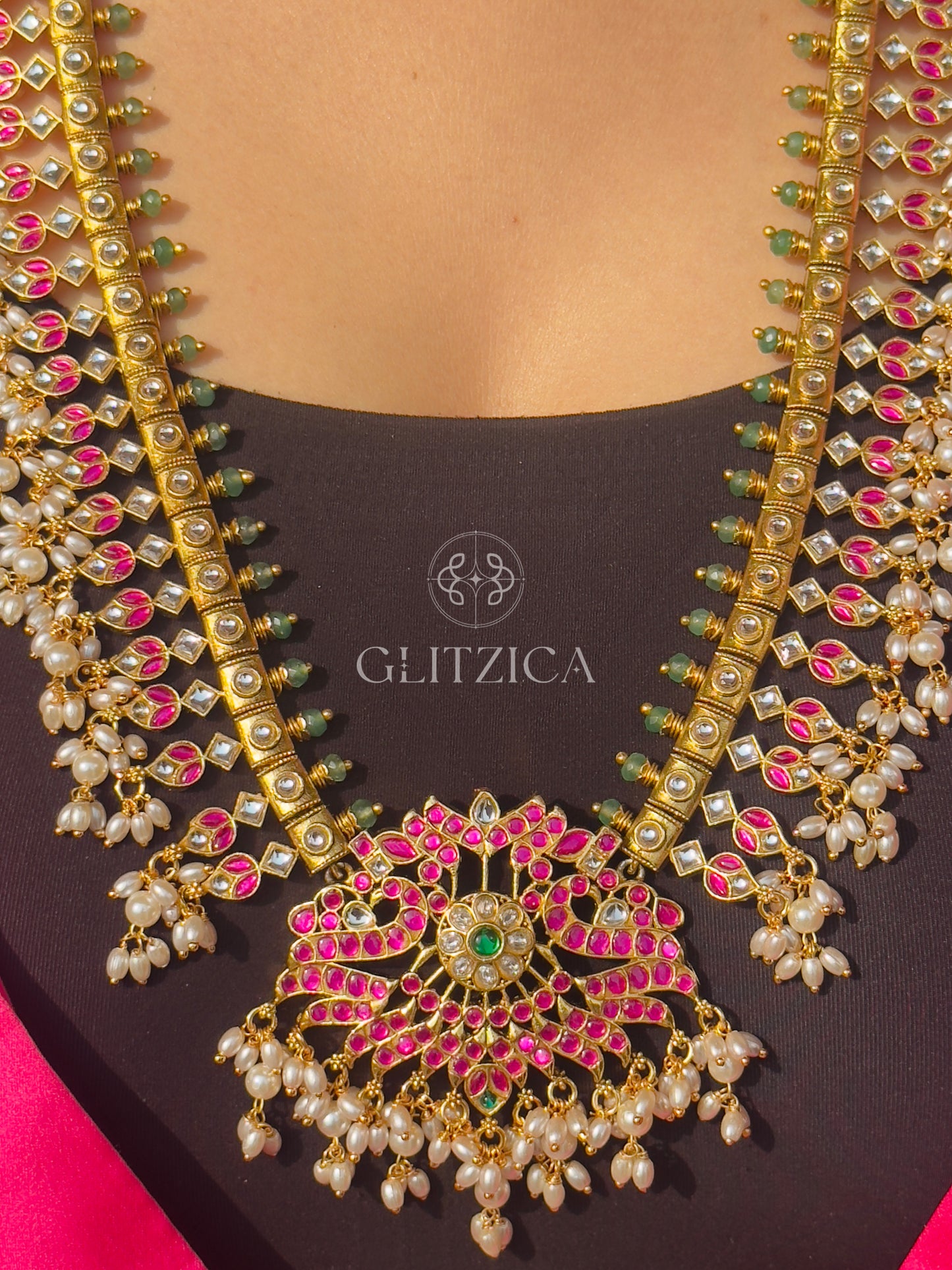 Long Athira Jadau Antique Necklace Set