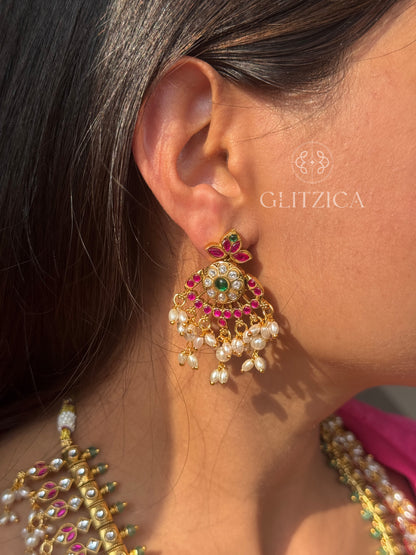 Long Athira Jadau Antique Necklace Set