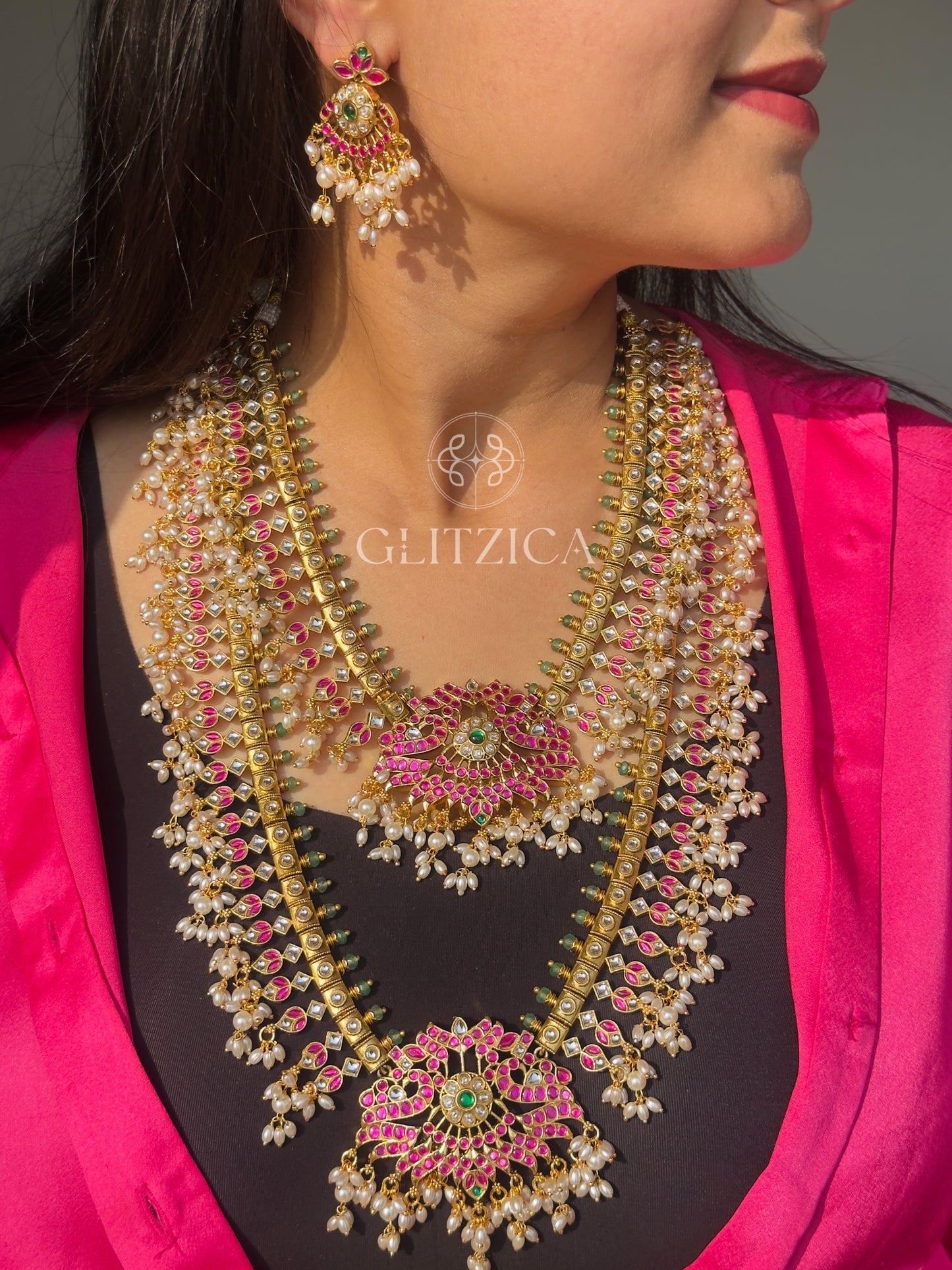 Double Layer Athira Jadau Antique Necklace Set