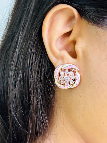 Meenakari CZ Stone Stud Earrings