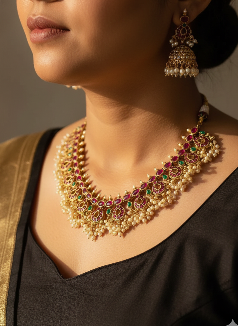 Sridevi Antique Necklace Set