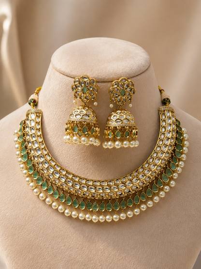 Kridha 18K Gold-plated Polki Thussi Necklace Set