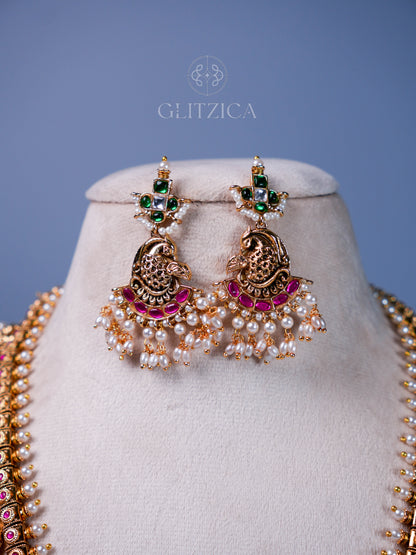 Akshara Temple Long Jadua Kundan Necklace Set
