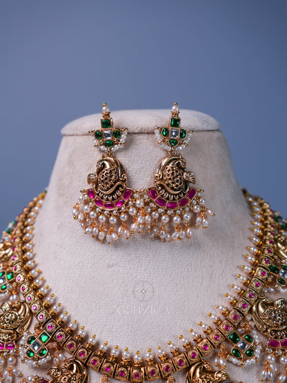 Shreya Temple Jadua Kundan Necklace Set