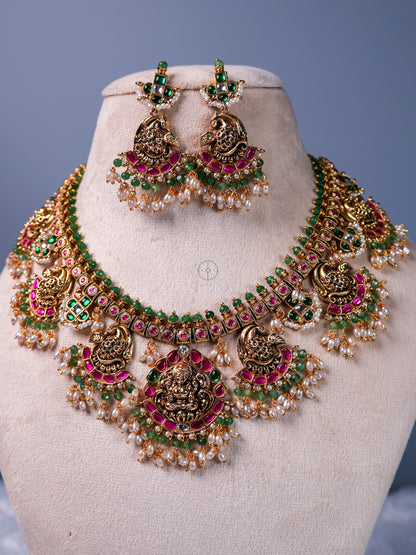 Meenakshi Temple Jadua Kundan Necklace Set