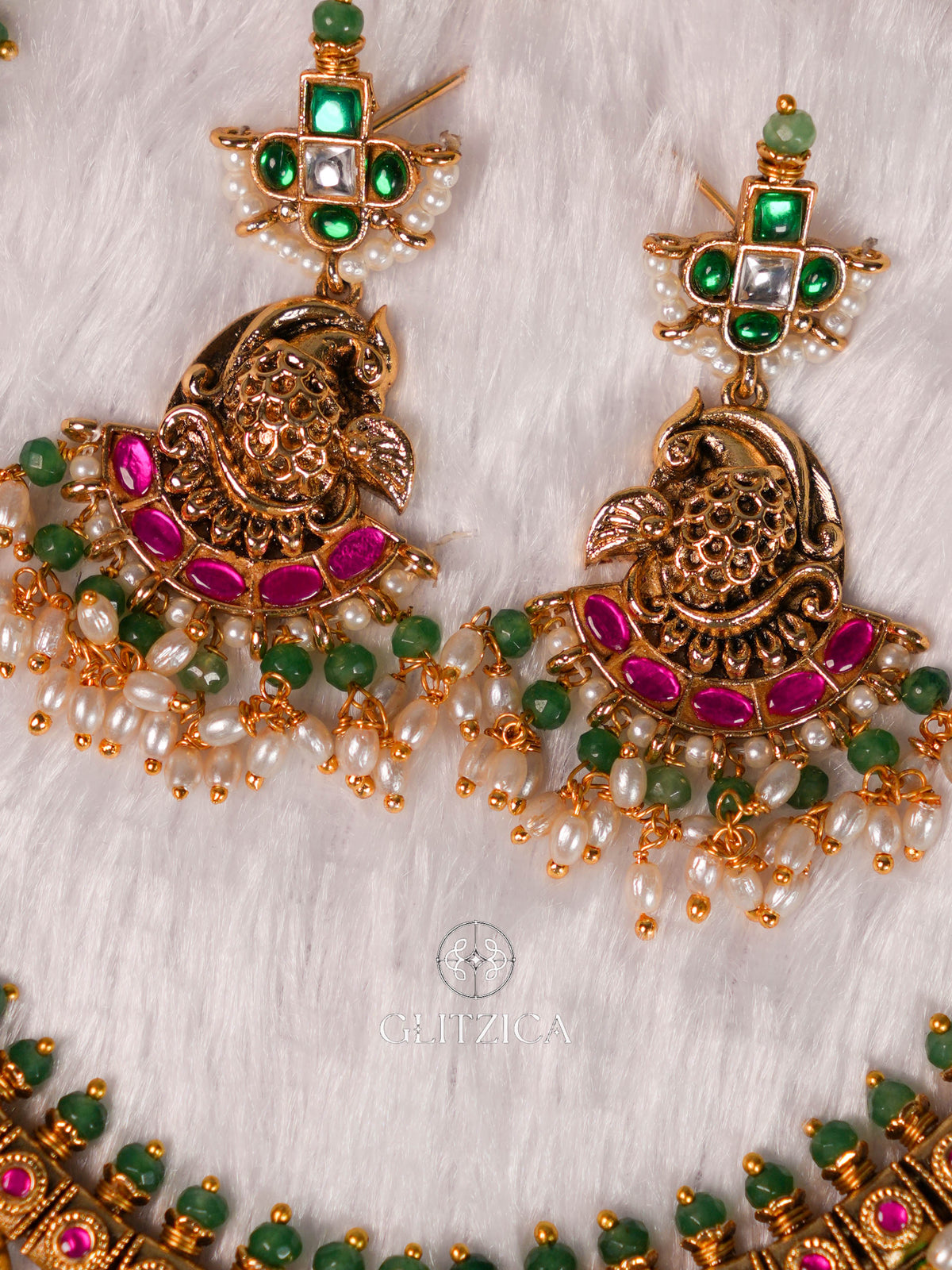 Meenakshi Temple Jadua Kundan Necklace Set