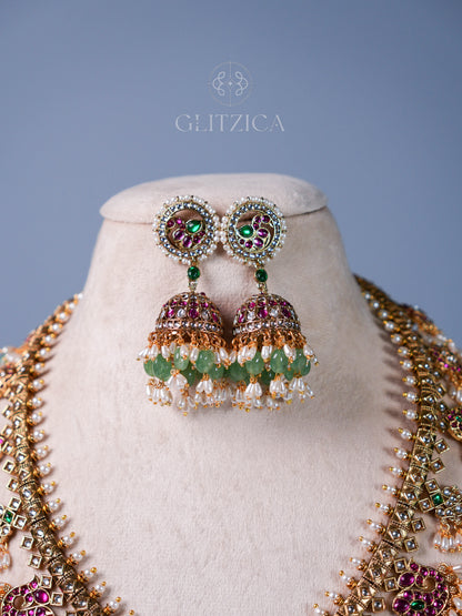Kavya Emerald Guttapusalu Bridal Long Necklace Set