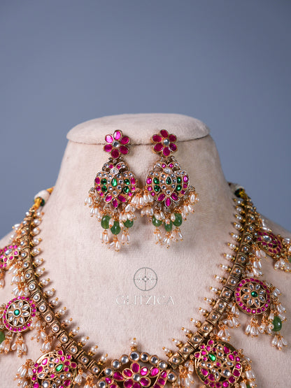 Bhavana Peacock Jadua Kundan Necklace Set