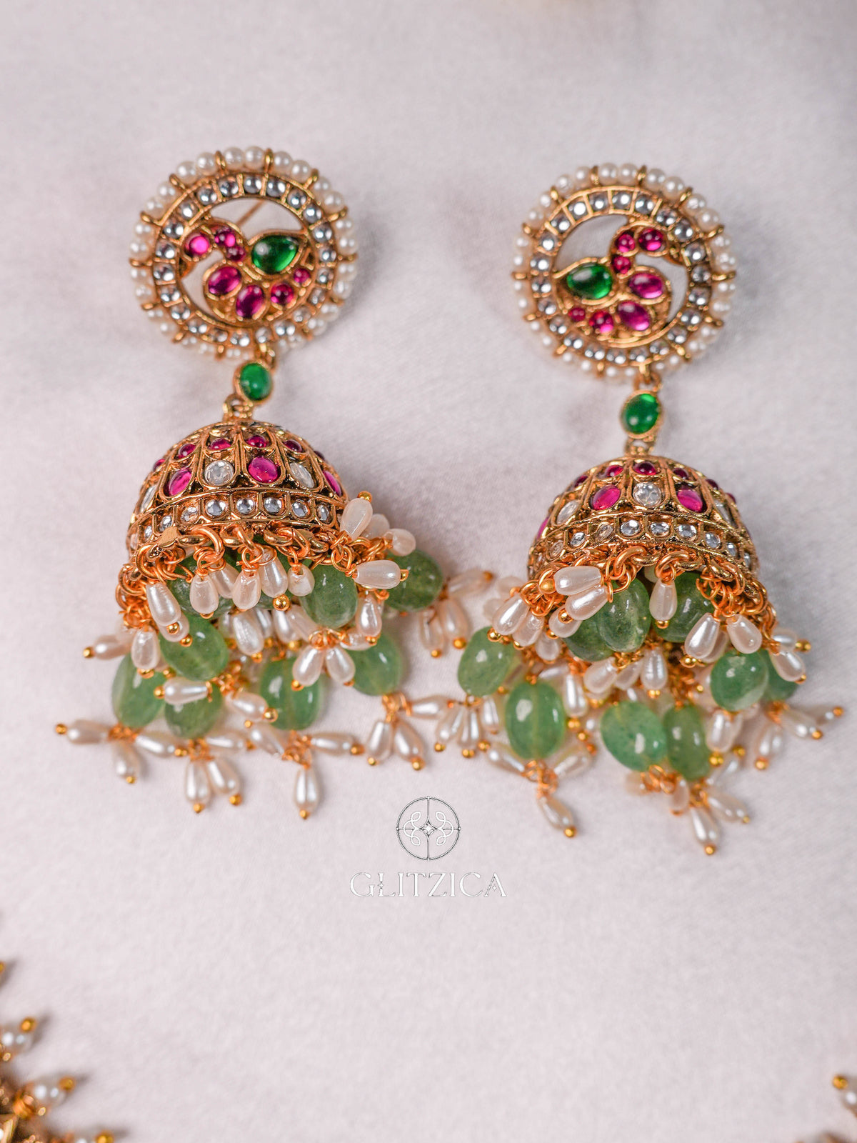 Divya Emerald Guttapusalu Necklace Set