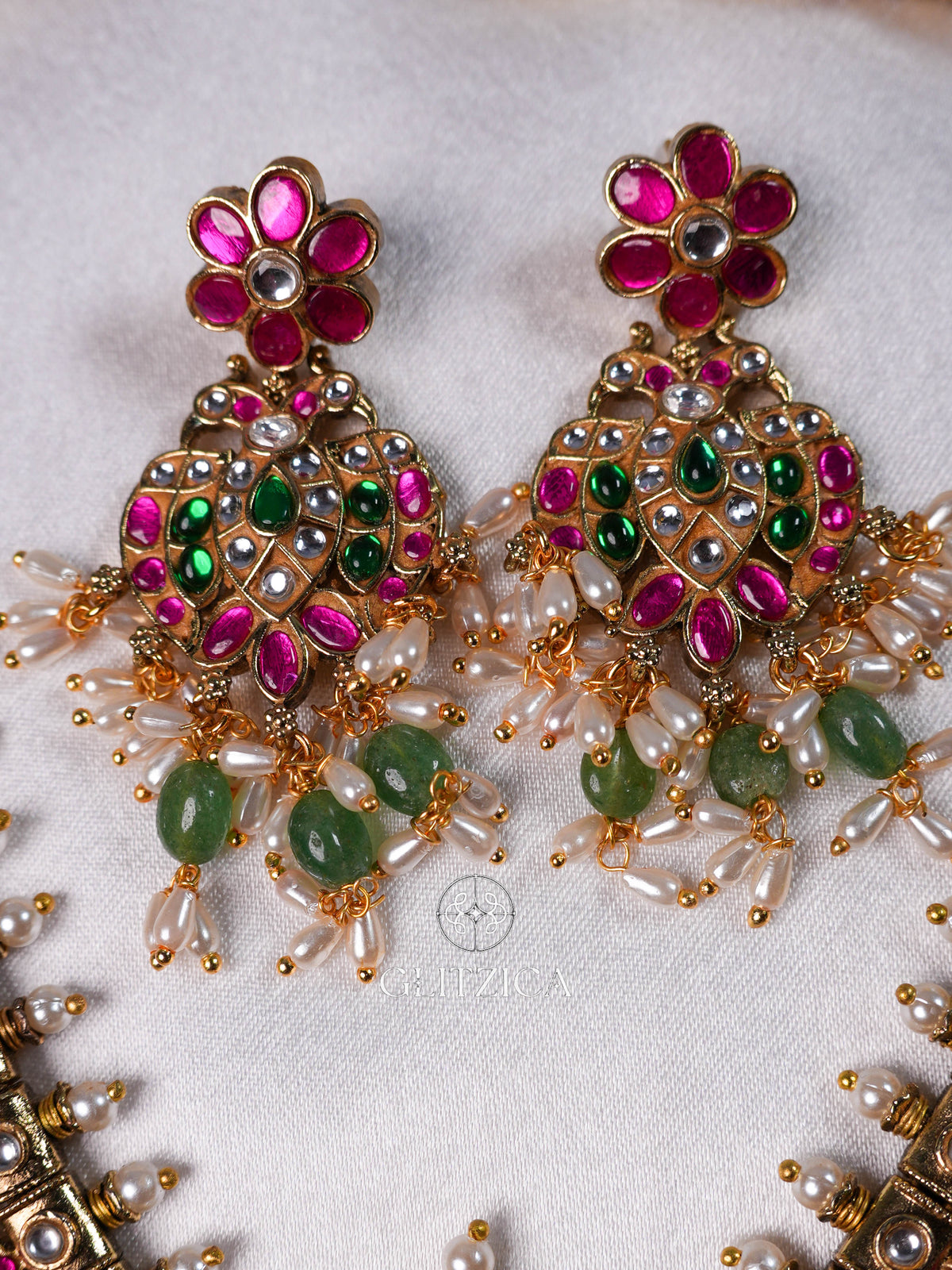 Bhavana Peacock Jadua Kundan Necklace Set