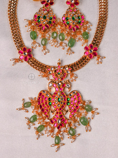 Nandini Peacock Jadua Kundan Necklace Set