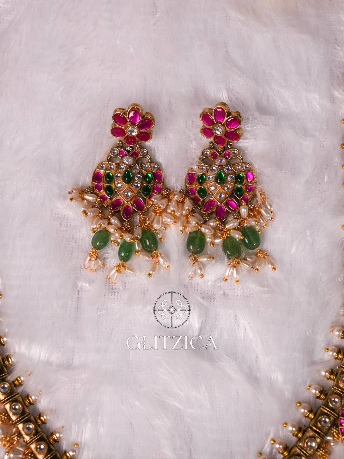Sneha Peacock Long Jadua Kundan Necklace Set
