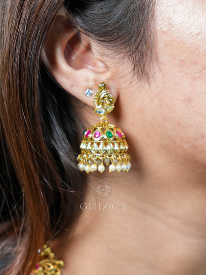 Anjali Temple Lakshmi Jadua Kundan Necklace Set