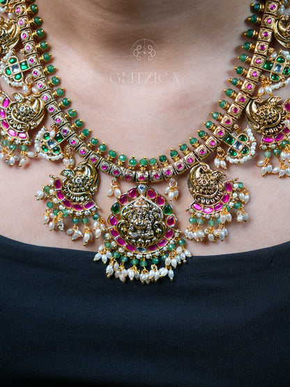 Meenakshi Temple Jadua Kundan Necklace Set
