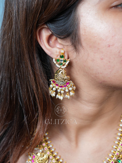 Shreya Temple Jadua Kundan Necklace Set