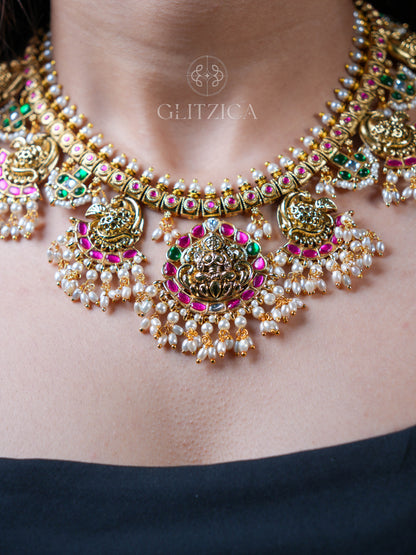 Shreya Temple Jadua Kundan Necklace Set