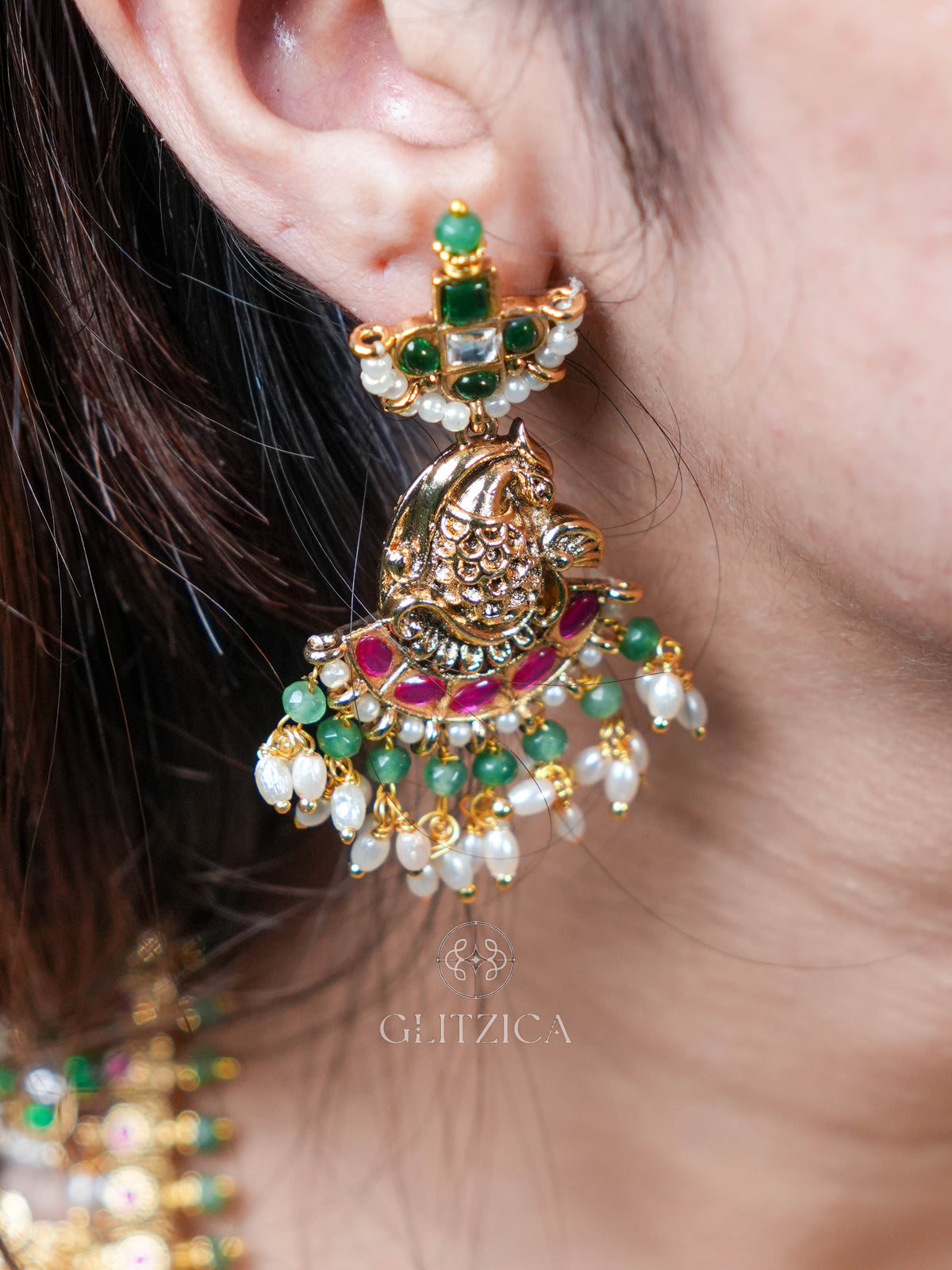 Meenakshi Temple Jadua Kundan Necklace Set