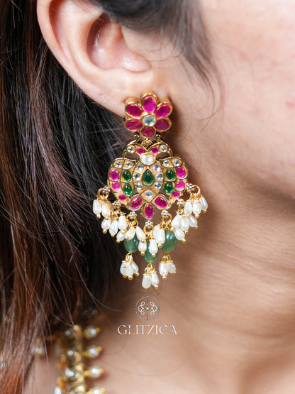 Double Layer Hema Peacock Jadua Kundan Necklace Set