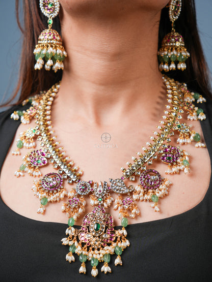 Kavya Emerald Guttapusalu Bridal Long Necklace Set