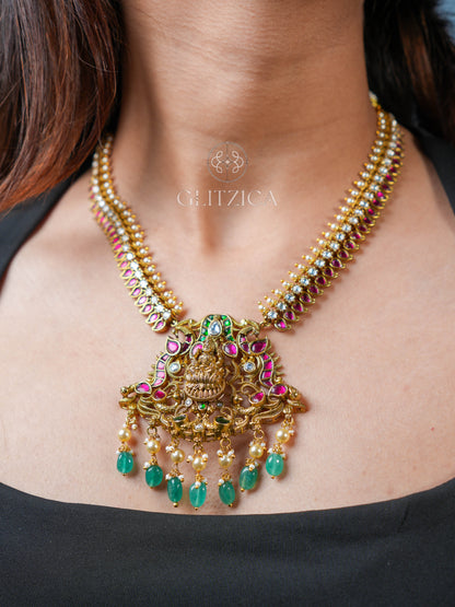 Tanvi Temple Lakshmi Jadua Kundan Necklace Set