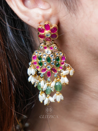 Bhavana Peacock Jadua Kundan Necklace Set
