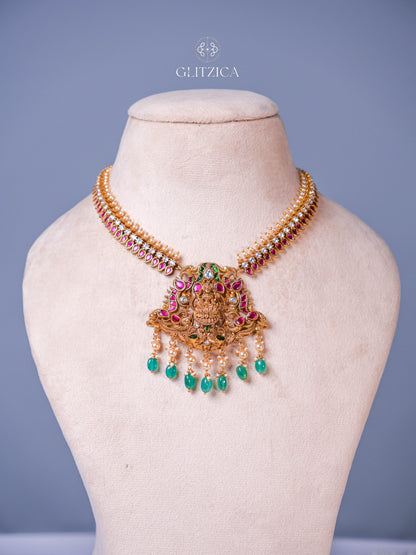 Tanvi Temple Lakshmi Jadua Kundan Necklace Set