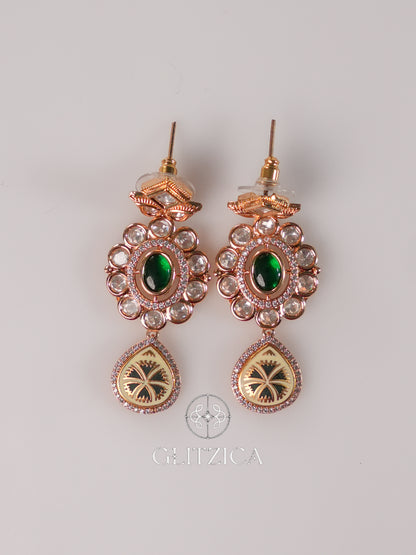 Emerald Green Floral Drop Earrings