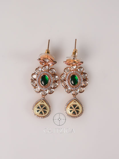 Emerald Green Floral Drop Earrings