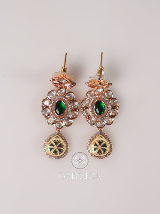 Emerald Green Floral Drop Earrings