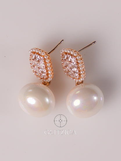 Pearl Drop Stud Earrings