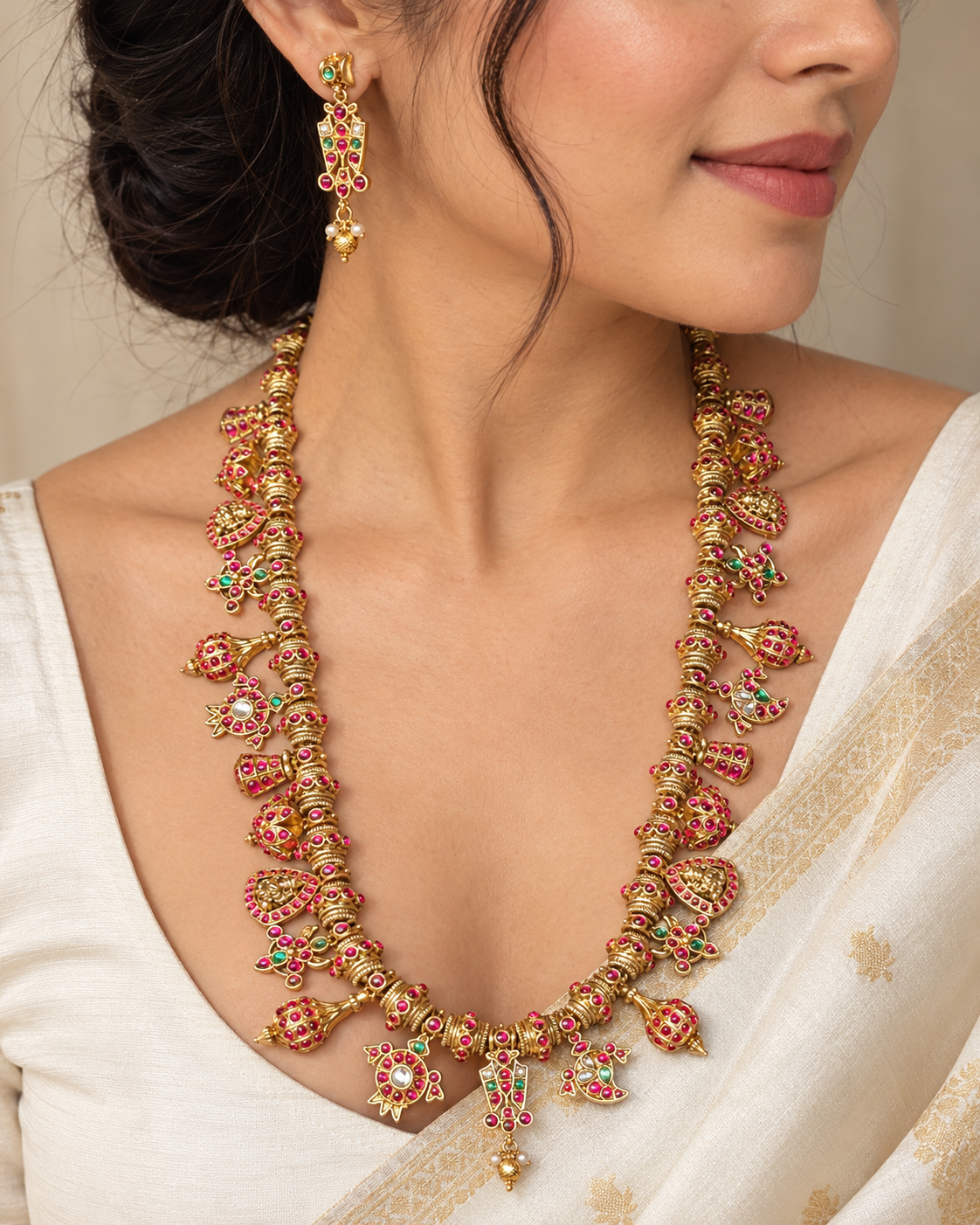 Long Devasree Jadau Antique Necklace