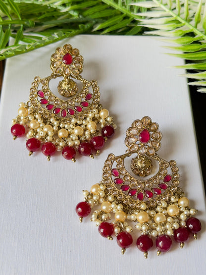 Red Chandbali Earrings