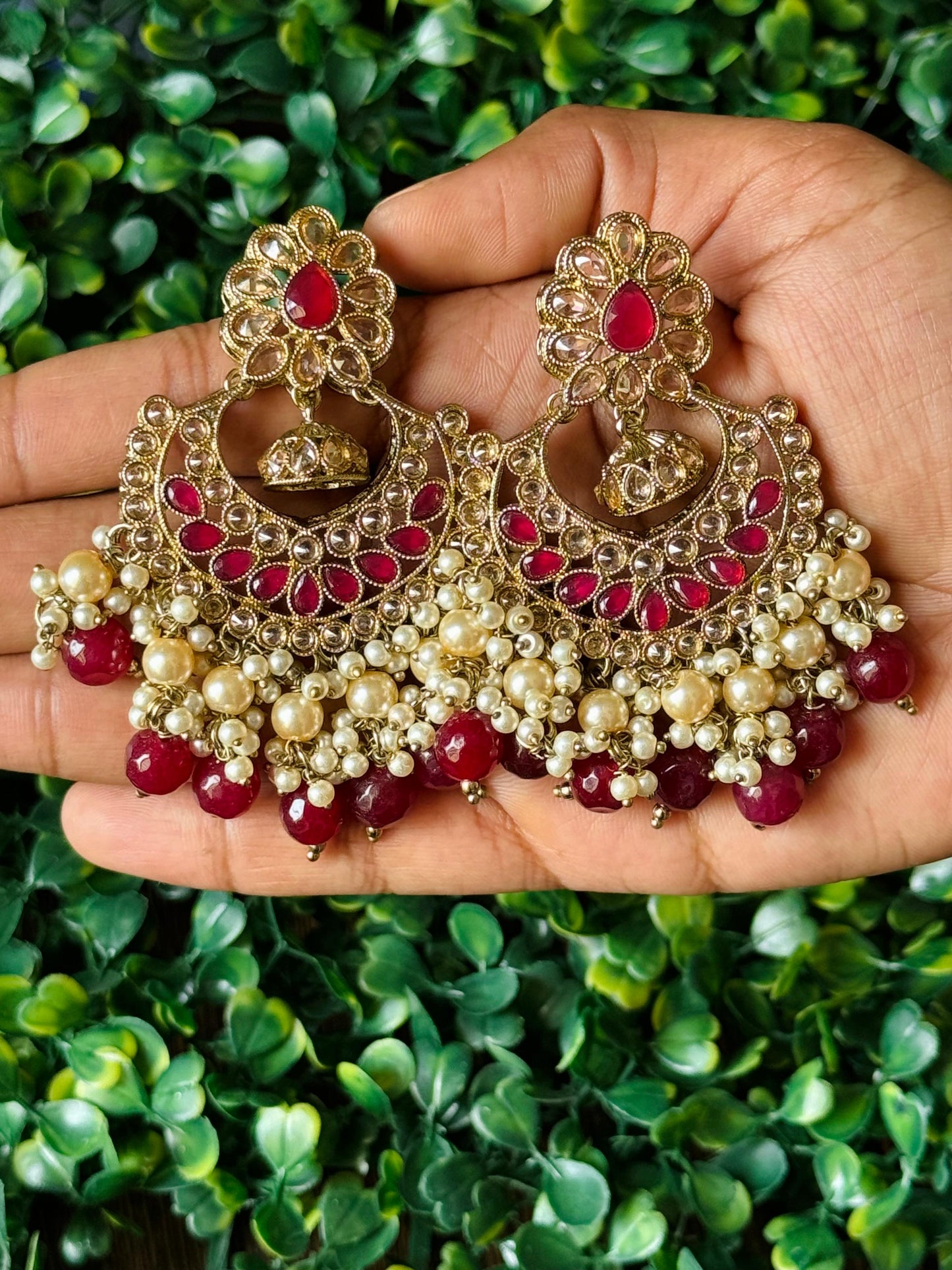 Red Chandbali Earrings